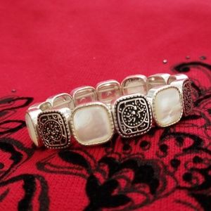 Monet mother of pearl look stretch bracelet
